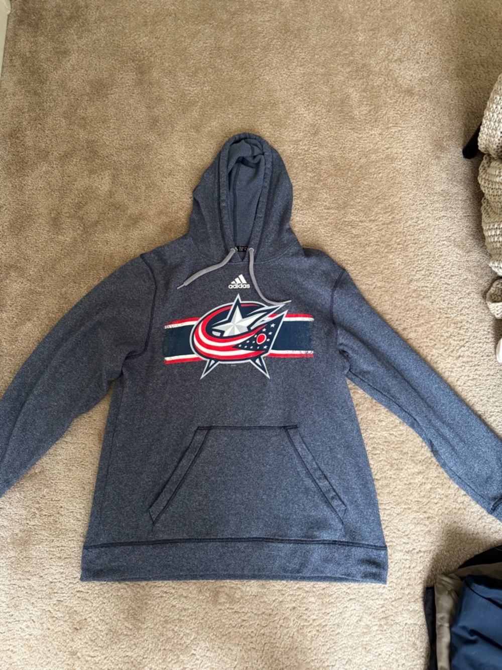 adidas Navy Blue Columbus Blue Jackets Pullover Hoodie